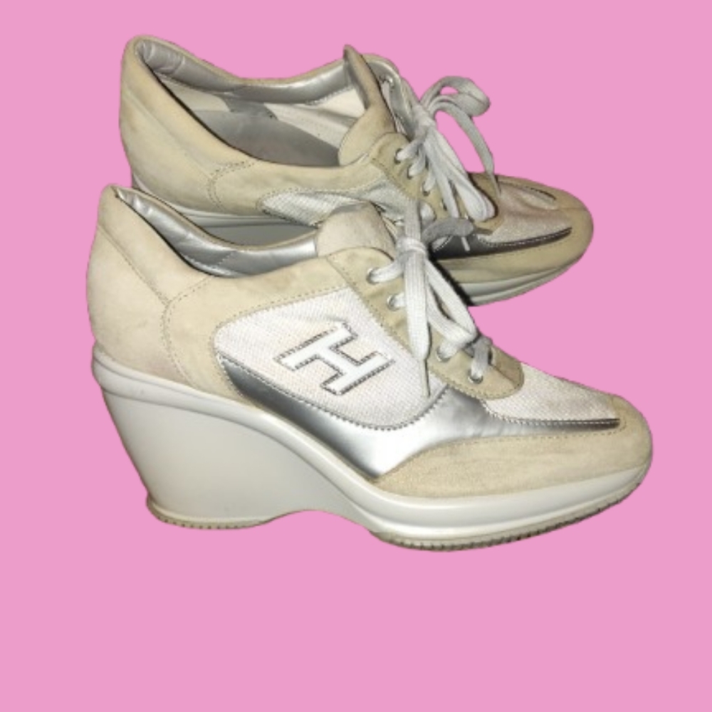 HOGAN LUXURY ITALIAN HIGH WEDGE SNEAKERS